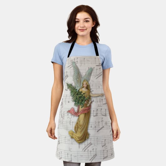 Victoriaans kerstboom Angel Antiek muziekblad Schort (Gedragen)