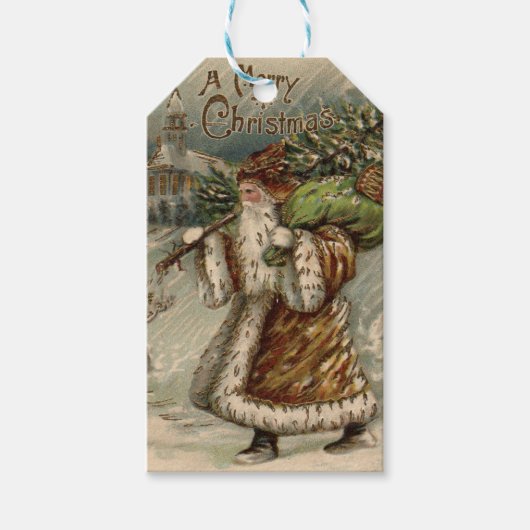 Victoriaans kerstboom cadeaulabel (Voorkant)