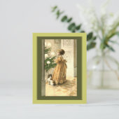 Victoriaans kerstboom en kleine meisje Kaarten Feestdagenkaart (Staand voorkant)
