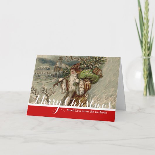 Victoriaans kerstboom feestdagen kaart (Voorkant)