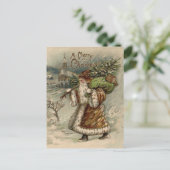 Victoriaans kerstboom feestdagenkaart (Staand voorkant)