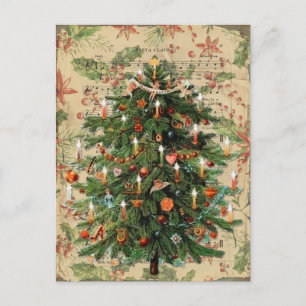Victoriaans kerstboom met prachtige verkleurde ker briefkaart