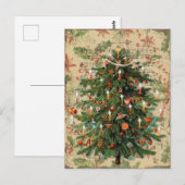 Victoriaans kerstboom met prachtige verkleurde ker briefkaart (Voorkant / Achterkant)