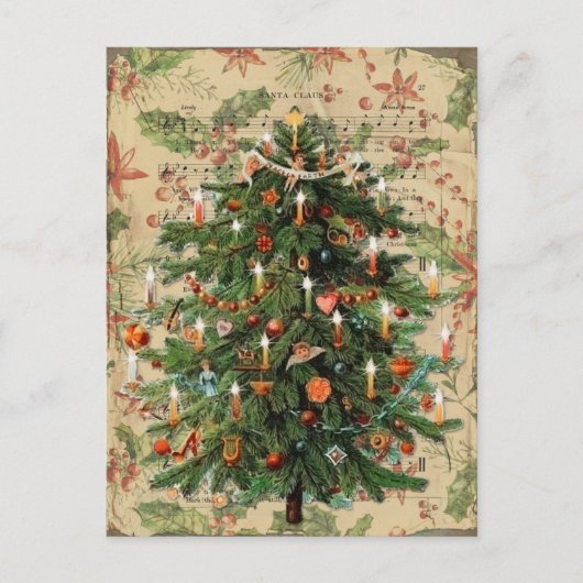Victoriaans kerstboom met prachtige verkleurde ker briefkaart (Voorkant)