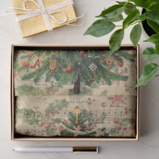 Victoriaans kerstboom met prachtige verkleurde ker tissuepapier (Geschenk)