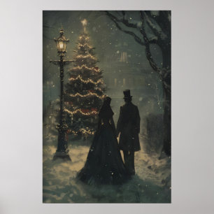 Victoriaans Kerstboom Stel Kunst Printbare Poster