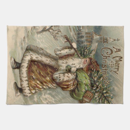 Victoriaans kerstboom theedoek (Horizontaal)