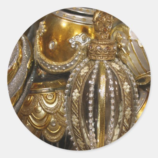 Victoriaans kerstboomkleuren ronde sticker (Voorkant)