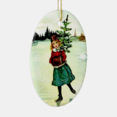 Victoriaans kerstboommeisje keramisch ornament (Rechts)