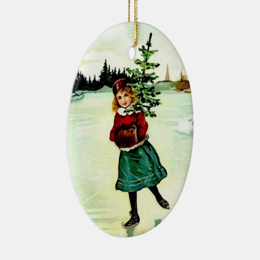 Victoriaans kerstboommeisje keramisch ornament (Rechts)