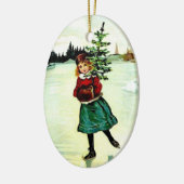 Victoriaans kerstboommeisje keramisch ornament (Links)