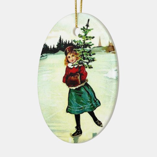 Victoriaans kerstboommeisje keramisch ornament (Links)