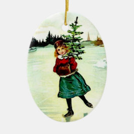 Victoriaans kerstboommeisje keramisch ornament