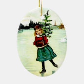 Victoriaans kerstboommeisje keramisch ornament (Achterkant)