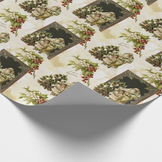 Victoriaans kerstboompapier cadeaupapier (Hoek)