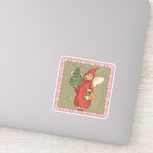 Victoriaans kerstboomsneeuw met de kleine engeleng sticker (Detail)