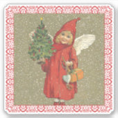 Victoriaans kerstboomsneeuw met de kleine engeleng sticker (Voorkant)