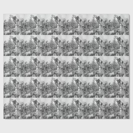 Victoriaans kerstboomster cadeaupapier (Vlak)