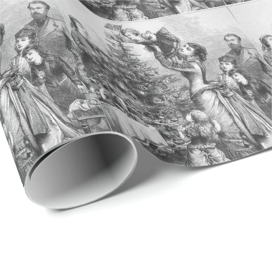 Victoriaans kerstboomster cadeaupapier (Rol Hoek)