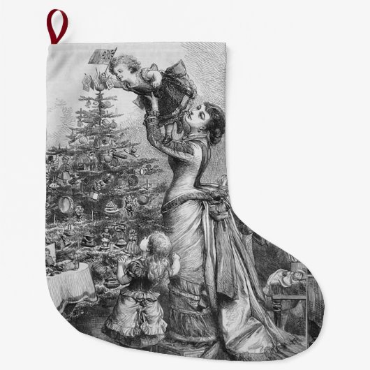 Victoriaans kerstboomster grote kerstsok (Voorkant)