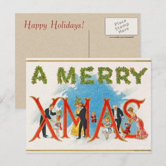 Victoriaans kerstBriefkaart Feestdagenkaart (Voorkant / Achterkant)