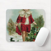 Victoriaans kerstbriefkaart met een jongen muismat (Met muis)