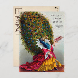  Victoriaans kerstBriefkaart met Peacock Briefkaart