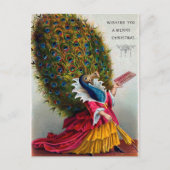  Victoriaans kerstBriefkaart met Peacock Briefkaart (Voorkant)