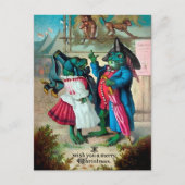  Victoriaans kerstBriefkaart van kikkers Briefkaart (Voorkant)