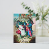  Victoriaans kerstBriefkaart van kikkers Briefkaart (Staand voorkant)