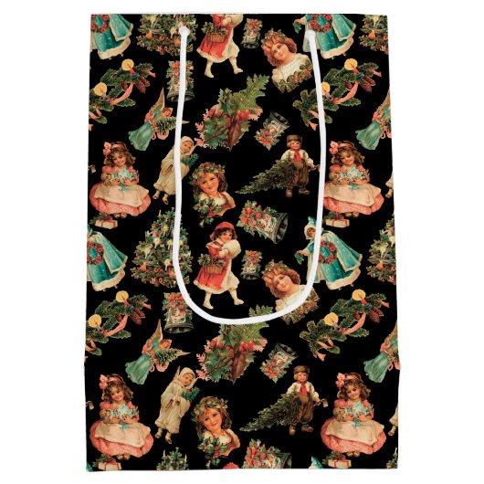 Victoriaans kerstcadeau medium cadeauzakje (Achterkant)