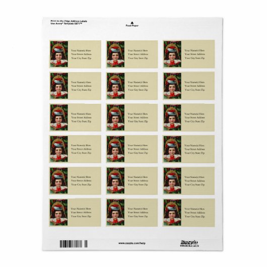 Victoriaans kerstcadeaulabel  adres etiket (Full Sheet)