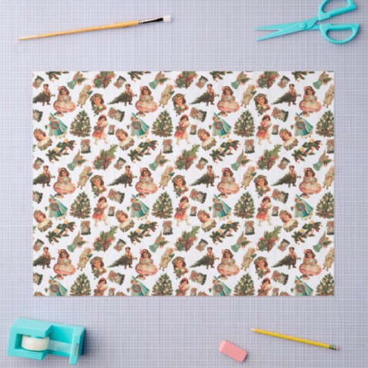 Victoriaans kerstcadeaupapier tissuepapier (Craft)
