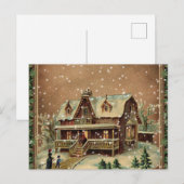 Victoriaans kerstcadeautje in Winter Illustratie Feestdagenkaart (Voorkant / Achterkant)