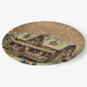 Victoriaans kerstcadeautje in Winter Illustratie Papieren Bordje (Gekanteld)