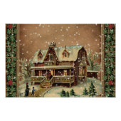 Victoriaans kerstcadeautje in Winter Illustratie Perfect Poster (Voorkant)