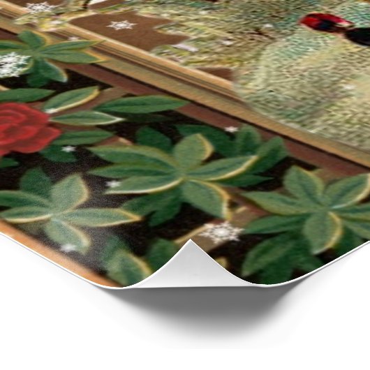 Victoriaans kerstcadeautje in Winter Illustratie Perfect Poster (Hoek)