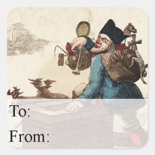 Victoriaans kerstcadeautje met kerstcadeaus voor k vierkante sticker (Voorkant)