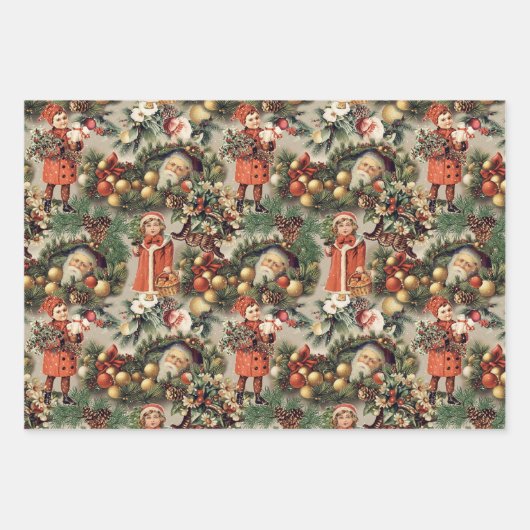  Victoriaans kerstcadeautjes Inpakpapier Vel (Voorkant)