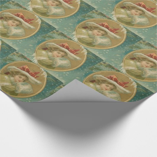  Victoriaans kerstdame Cadeaupapier (Hoek)