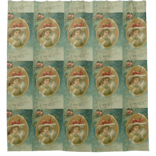 Victoriaans kerstdame Douchegordijn (Voorkant)