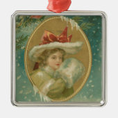  Victoriaans kerstdame Metalen Ornament (Voorkant)