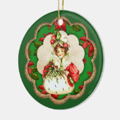 Victoriaans kerstdame voegt sentimenteel gevoel to keramisch ornament (Links)