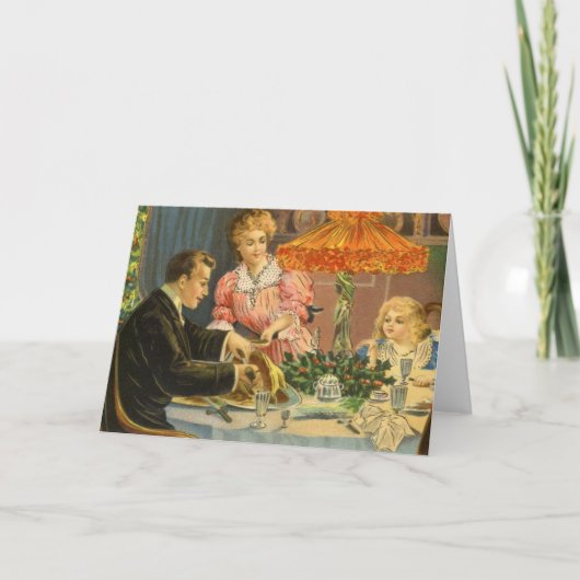 Victoriaans kerstdiner Wenskaart Feestdagen Kaart (Voorkant)