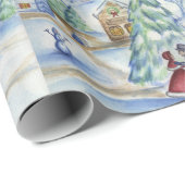 Victoriaans kerstdorp cadeaupapier (Rol Hoek)