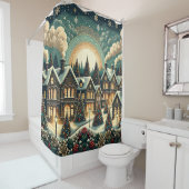 "Victoriaans kerstdorp" Douchegordijn (In situ)