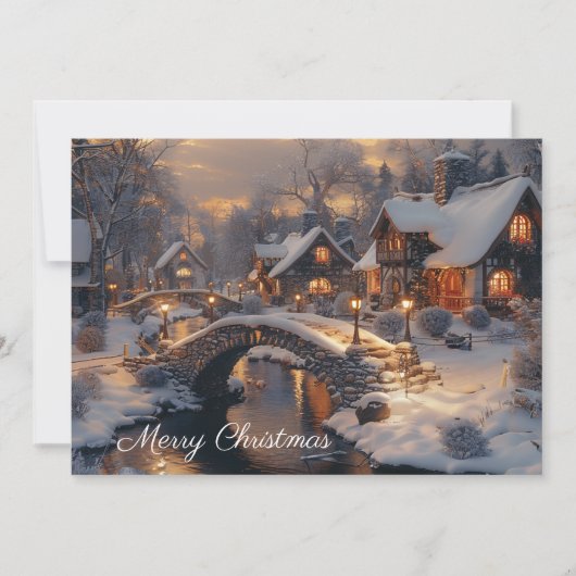 Victoriaans kerstdorp winterlandschap feestdagenkaart (Voorkant)