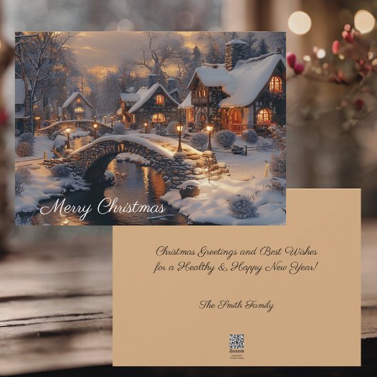 Victoriaans kerstdorp winterlandschap feestdagenkaart