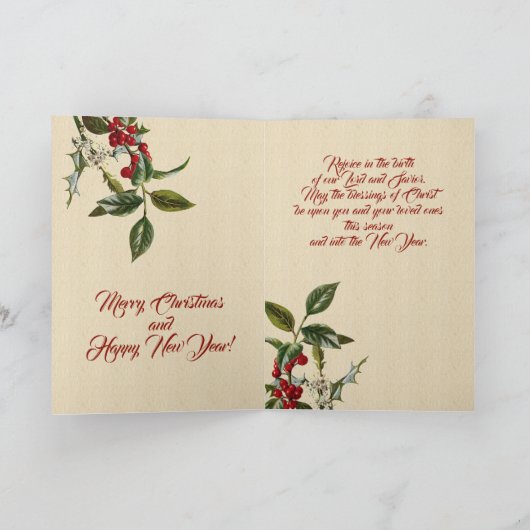  Victoriaans kerstengel en Baby Jezus Feestdagen Kaart (Binnen)