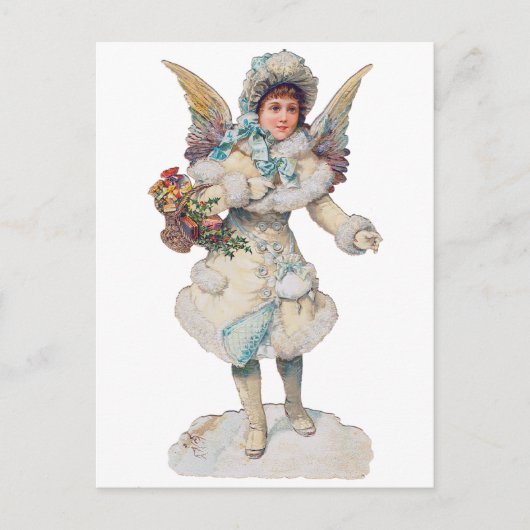Victoriaans kerstengel feestdagenkaart (Voorkant)